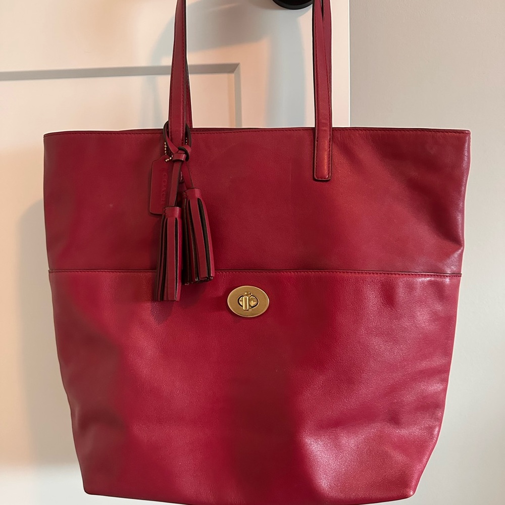 Coach Legacy Turnlock Large Tote in Raspberry